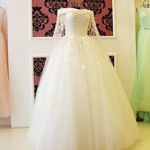100% Real Actual Appliqued Flowers Pearls Plus Big Size White Ivory Floor Length <strong>Puffy</strong> Wedding <strong>Gowns</strong> MWA261