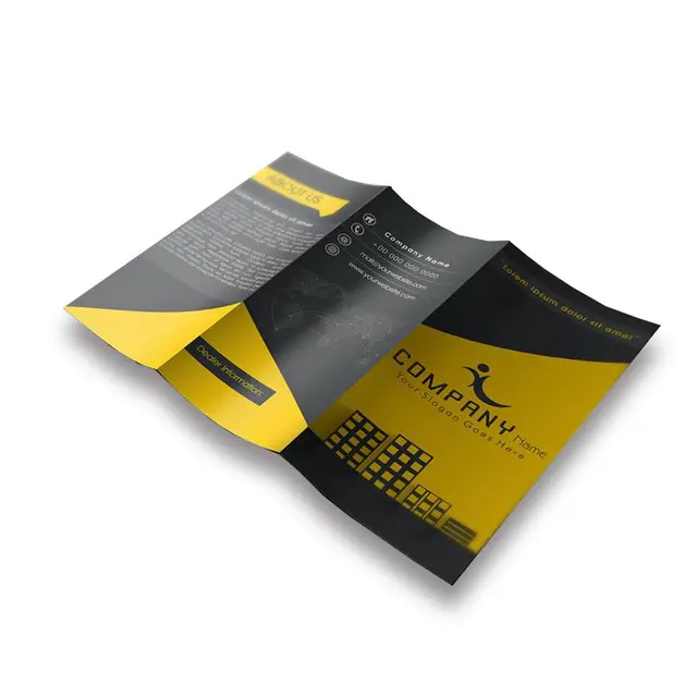 Venda por atacado personalizada alta qualidade a3 a4 a5 tamanho anúncio promocional cor dobrada flyer, booklet, brochura, folha de impressão