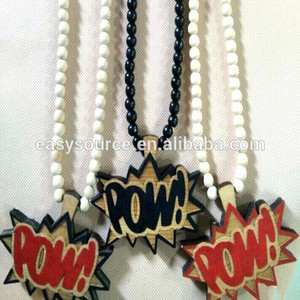 dernière conception personnalisée personnalité nyc pow pendentif collier en bois en bois de bonne - Product Image 1