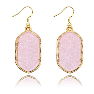 San Valentín brillante polígono geométrico pendientes de acrílico neón fluorescente amarillo acrílico gancho pendiente - Product Image 5