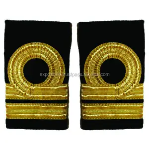 OEM Epaulette Merchant Royal Gold Curl Uniform Rank Epaulettes with Gold Metallic French Braids