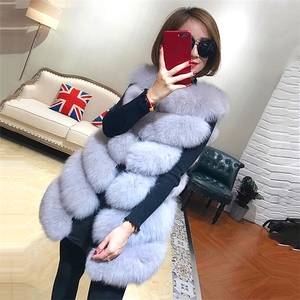 Chaleco de piel de zorro falso para mujer, chalecos de piel sintética teñidos, invierno, último diseño, 2022 - Product Image 1