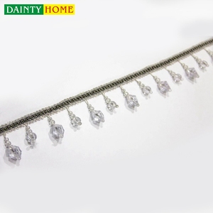 Rouge Embrasse Ameublement Fringe Cristal Perle Fenêtre Rideaux Fringe - Product Image 4