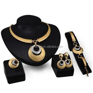 4 Pcs Set Necklace Earrings Bracelet Ring Celebration Party Jewelry Sets Women African Beads Crystal Pendant Wedding Accessories