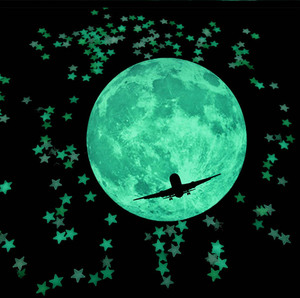 Glow fluorescente notte luminosa autoadesivi della decalcomania della parete e luminoso FAI DA TE luna stelle carino gatto a casa autoadesivo della parete interruttore - Product Image 2