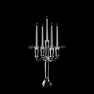 אירופאי חתונה יוקרה 5 זרוע קריסטל זכוכית פמוט שולחן מנורת זול חתונה שולחן דקור חלקי - Product Image 4