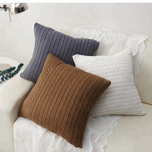 Wholesale High Quality Cotton 45x45cm Vintage <strong>Cushion</strong> Cover Solid Knitted Square <strong>Beige</strong> Pillows Case Car Sofa Home - Product Image 2