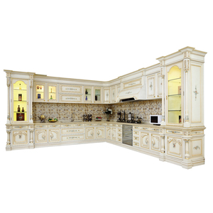 خزانة جانبية فاخرة للمطبخ من خشب البلوط الصلب المصقول مسبقًا بتصميم ملكي - Product Image 1