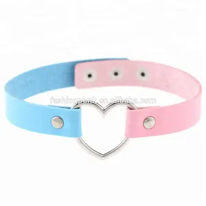 Colori misti Punk Gotico di Cuoio Del Choker Del Cuore Anello Picco Rivetto Fibbia Della Collana Del Collare