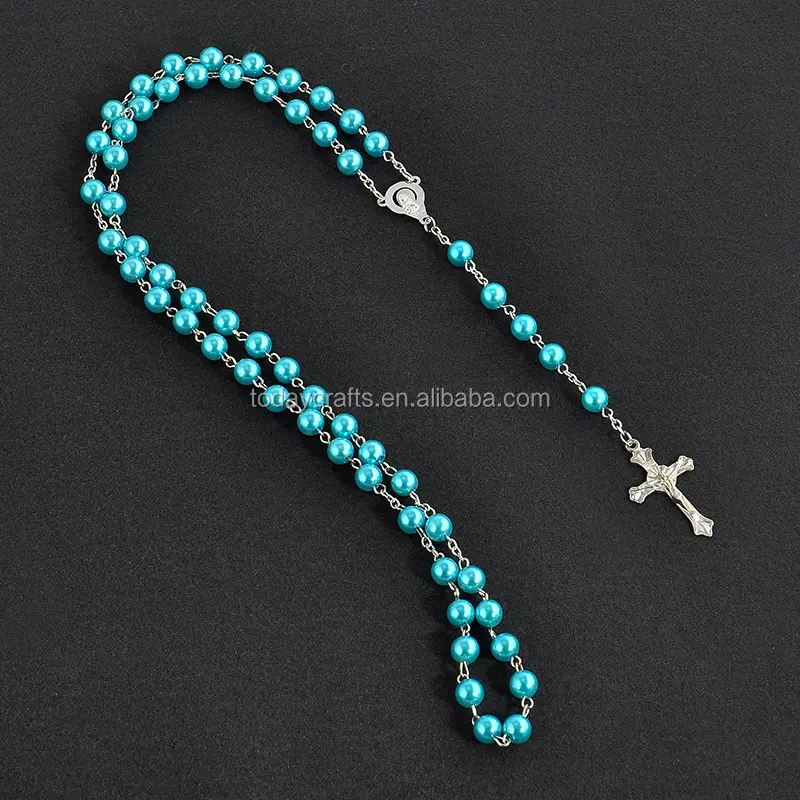 2017 perle di plastica perline pregare rosario 6 mm tondo tallone cattolico moda rosario collana di perle