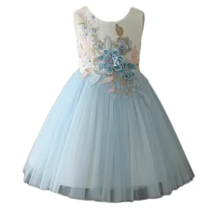 Ready to ship modern light blue 3-5 year old girl evening party daily casual dress