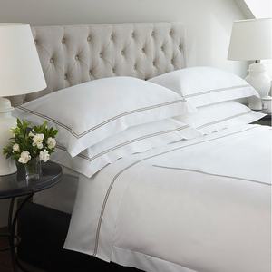 थोक लक्जरी कढ़ाई लाइनों के साथ 100% कपास होटल बिस्तर सेट - Product Image 1