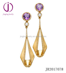 Wholesale Online Store Shop S925 Solid Silver <strong>Jewellery</strong> 18K <strong>Yellow</strong> Gold Polished Jewelry Amethyst Purple Stone Pendants Necklace - Product Image 6