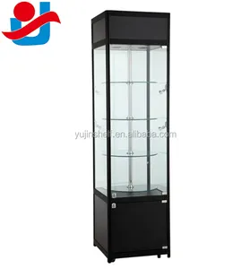 Lockable Rotating Display Showcase, Electric Revolving Glass Cabinet with spotlight for camera display