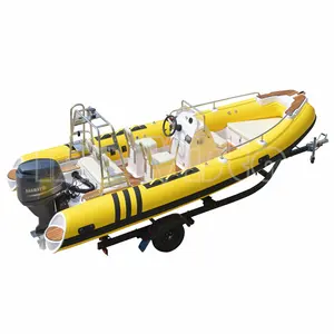 Yellow Hypalon 17ft RIB 520 Inflatable Rib Boat With Outboard Engine