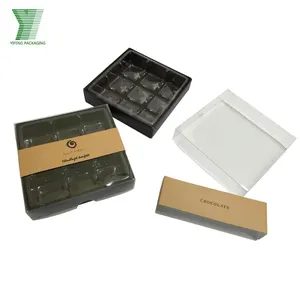 9 ızgara Lüks özel karton tatlılar/çerez/çikolata ambalaj kutuları ile temizle plastik insert ve kol
