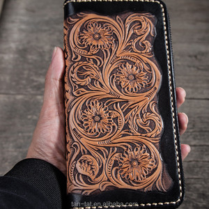 Cartera larga de cuero grabada para hombre, billetera de moda - Product Image 3