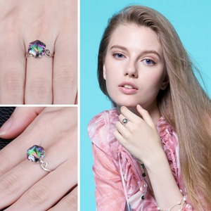 Fire Mystic Topaz Ring Jewelry Ring Rainbow 925 Sterling Silver Solid Jewelry Palace 3.2ct Anillos <span class=keywords><strong>de</strong></span> piedras preciosas Zircon Claw Setting - Product Image 5