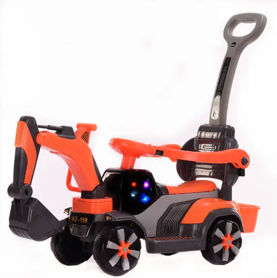 Heißer Verkauf Plastik fahrt auf gleitenden RC Bagger LKW Kinder Spielzeug auto mit Schubstange Batterie Auto Elektro traktor