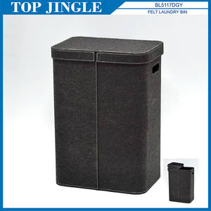 Papelera de lavandería rectangular gris con asa - Product Image 3