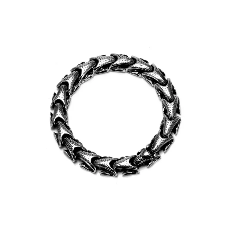 Diseño personalizado de plata hombre dragón serpiente huesos pulsera de enlace de cadena de rock de pulsera de cadena para hombres chicos