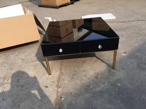 Black <span class=keywords><strong>Mirrored</strong></span> Nachtkastje met Goud Roestvrij Been/nachtkastje
