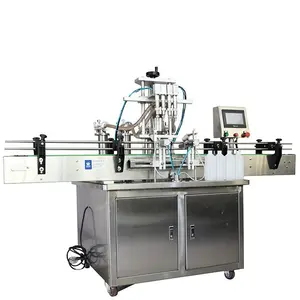 Machine de remplissage automatique 4 têtes PLC, machine de remplissage de bouteilles, de jus, de boissons, machine d'étiquetage avec convoyeur de 2m