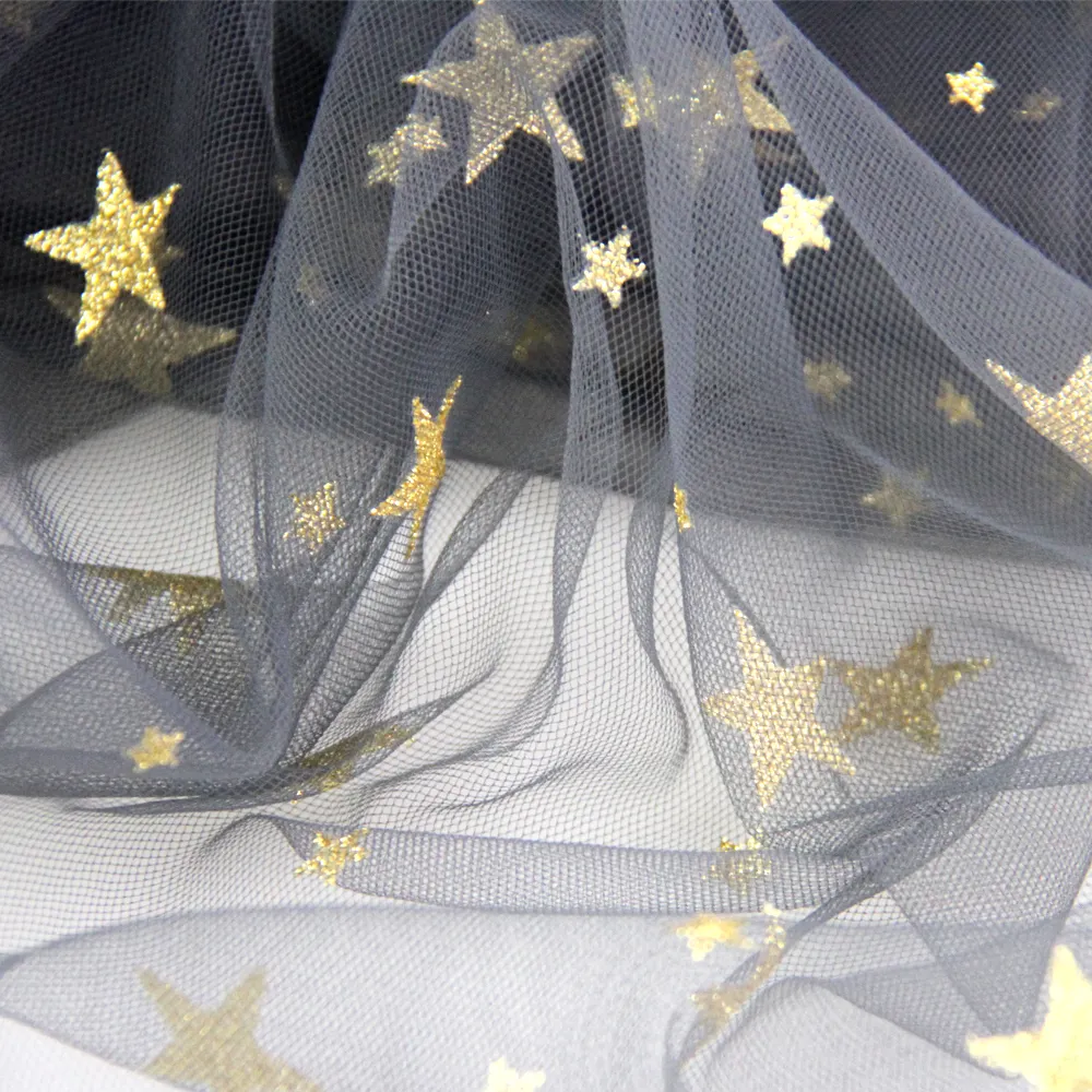 Heißer Verkauf Gold Sterne Pailletten Tüll Stoff für Tutu Kleid