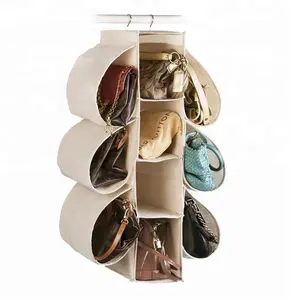 Custom Wholesale Canvas 10 Pockets Hanging handbag Storage Organizer