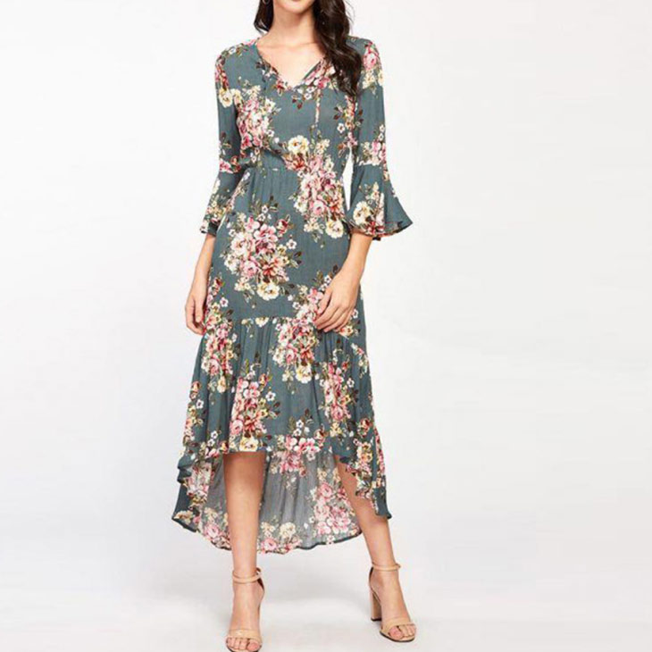 OEM Services floral dresses women lady professional ,fashion trend female latest summer dress 2018