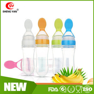 Cuchara de alimentación de tipo de extrusión de silicona bebé botella de pasta de arroz creativa - Product Image 2