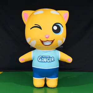 Fantasia inflável de desenhos animados para evento st1360, modelo de animais fofos 2m de altura, gato amarelo