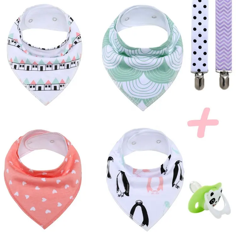 Washable baby cartoon printed bibs in bulk wholesale blank baby bandana bibs