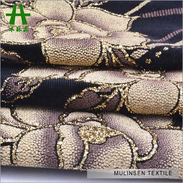 Mulinsen Textiel Hot Stamping Goud Folie Gedrukt Diverse Fleece Kristal Fluwelen Stof