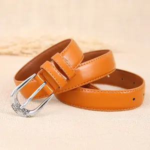 Women Metal Pin Buckle Black/brown/red/white/tan PU Leather Belt Ladies Belts fit for different lady's dress