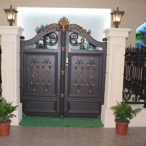 Modern Residential Villa Door Hot <strong>Selling</strong> <strong>Wrought</strong> <strong>Iron</strong> with Aluminum Alloy Waterproof Finished Surface - Product Image 1