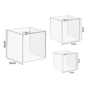 3x3x3 و 4x4x4 و 5x5x5 مربع مخصص الاكريليك المسمار صندوق عرض المغناطيس الاكريليك مكعب علبة كرتون حالة معرض مجوهرات الاكريليك انزلاق مربع