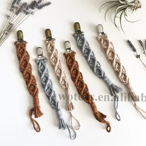 BP007 Fabriek Prijs Veilig Handgemaakte Tandjes Ring Houder Gold Shimmer Sleutelhanger Baby Macrame Fopspeen Clips