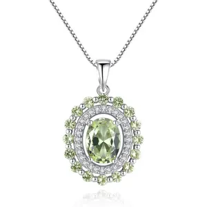 CZCITY forma <span class=keywords><strong>Oval</strong></span> verde oliva de topacio de plata esterlina 925 colgante de collar para las mujeres regalo de joyería fina - Product Image 1