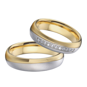 Anelli per Coppie in Acciaio Inossidabile 316L Placcato Oro 18K, Fedi Nuziali Classiche Armoniche per Matrimoni e Fidanzamenti, per Uomo e Donna - Product Image 2