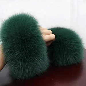 Moda Destacável Tingido Cor Faox Fur Cuffs Acessórios