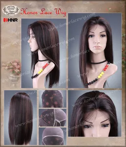 F13 highlights color wigs full lace wig #1B natural balck highlight #30 medium brown silky straight hair 20" length personal