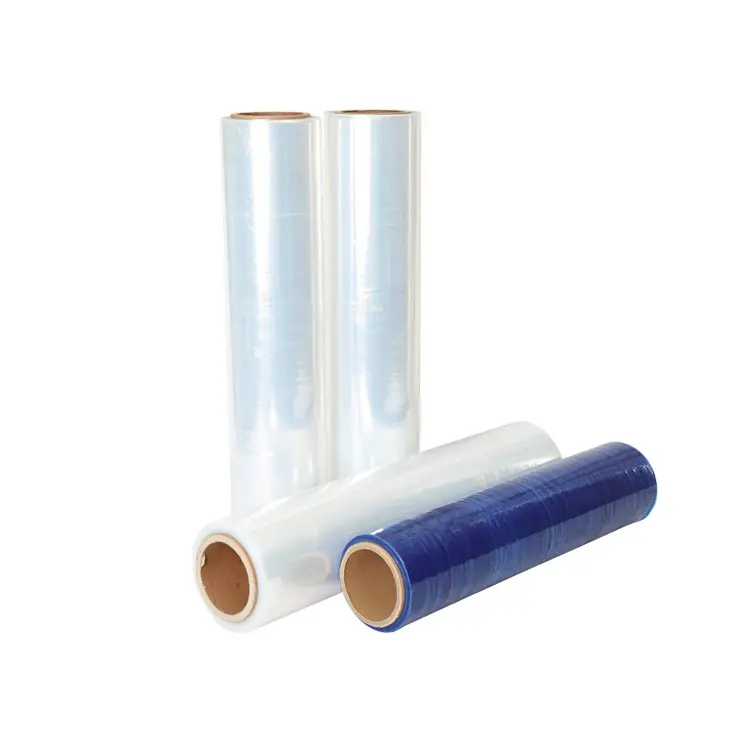 Cheapest price transparent and color 23 mic 450m length stretch film stretch wrap for pallet wrapping