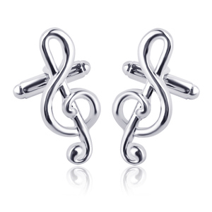 Nhà Máy Giá Bán Buôn Bạc Màu Sắc Âm Nhạc Lưu Ý <span class=keywords><strong>G</strong></span> Clef Thiết Kế Khuy Măng Sét Cho Nam Giới - Product Image 1