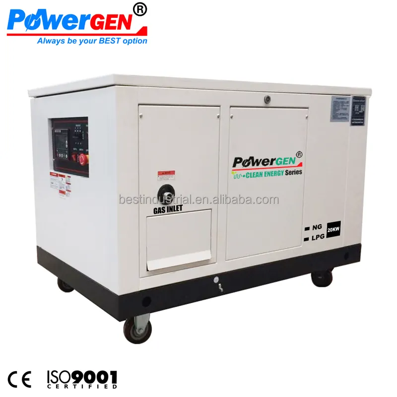 Schoon Energie! POWERGEN Watergekoelde Stille Type 25KVA NG Aardgas/LPG Liquid Propaan Generator 20KW