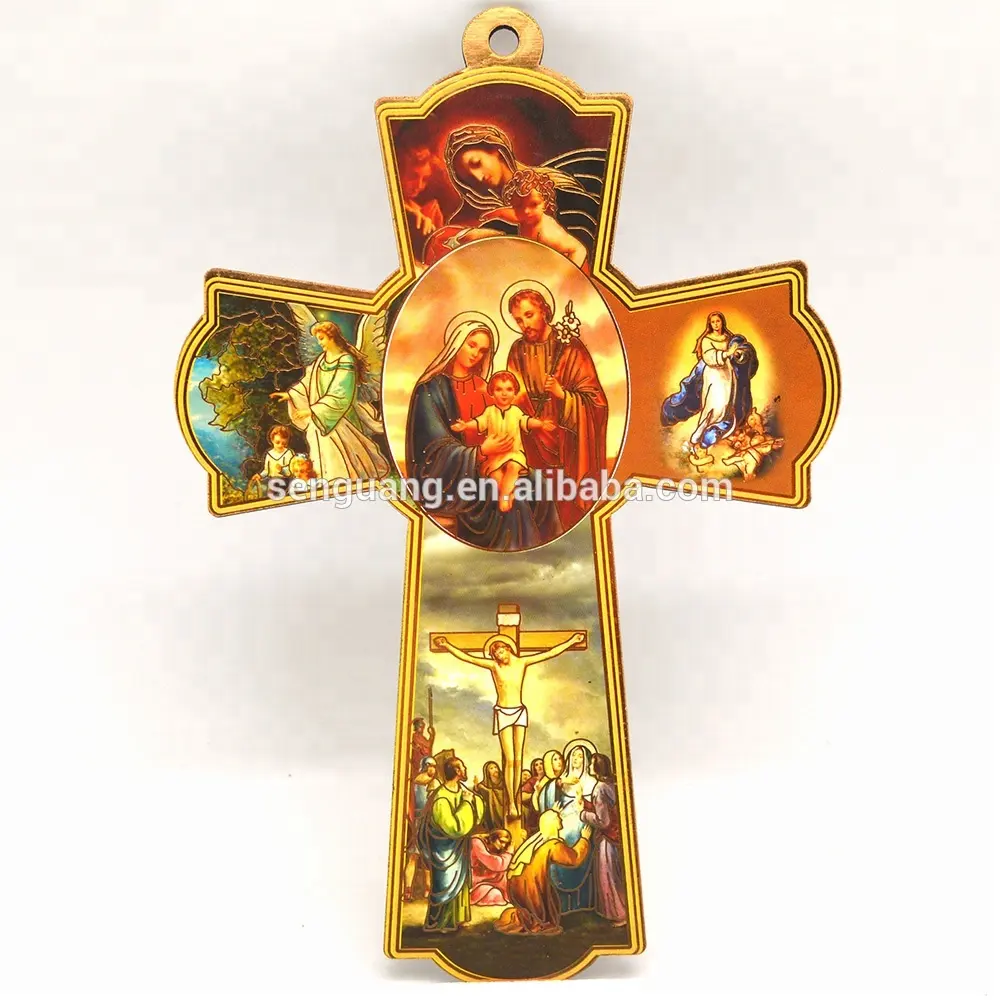 Wooden Wall Crucifix Religious Catholic Cross Pendant For Wall Decoration