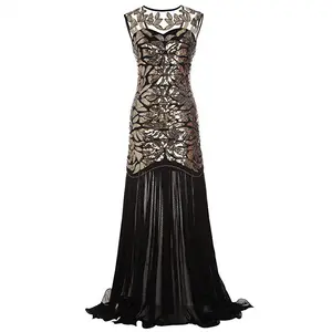 Great Gatsby sineklik kadın 1920s Vintage Inspired pullu Maxi akşam balo elbise - Product Image 2