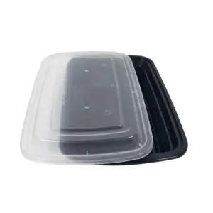 32oz أسود مستطيل حاويات طعام بلاستيكية للاستخدام لمرة واحدة حاوية المطبخ تايلاند