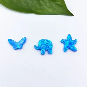 Lab Created Starfish Butterfly Elephant Shape Opal Drilled Pendant 10mm Synthetic Opal Blue Fire Opal Jewelry for Women Gift diy