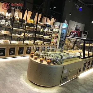 Kualitas Baik Toko Roti 4 Tingkat Retail Kayu Roti Display Stand